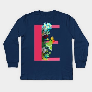 Tropical alphabet E Kids Long Sleeve T-Shirt